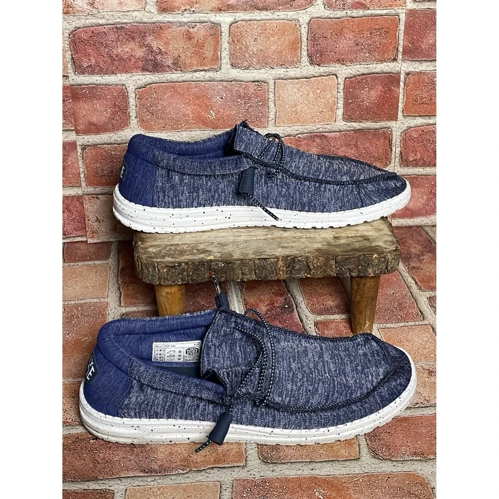 Hey Dude Wally Sport Knit Blue Marl Mens Slip On Loafers 40536-425 Size 12